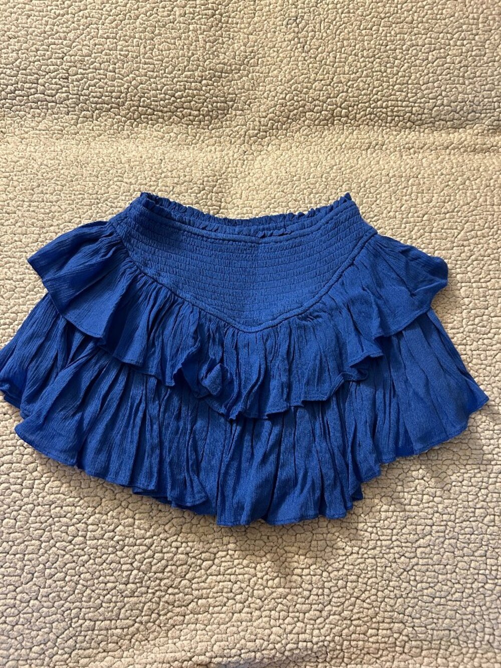 Rock n Rags -- blue, ruffle skirt, elastic waist band, shorts underneath